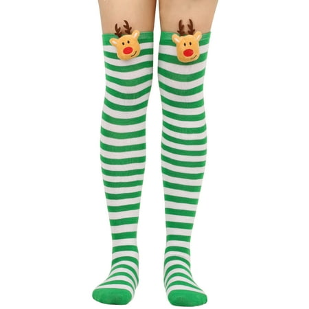 

Women Christmas Long Tube Over Knee Socks Thigh High Stockings Striped Garter Cute Accessories Christmas Gift for Women