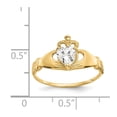 thumbnail image 3 of Real 14kt Yellow Gold CZ April Birthstone Claddagh Heart Ring Size: 7; for Adults and Teens; for Women and Men, 3 of 5