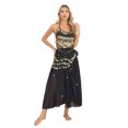 thumbnail image 3 of Doomiva Women Belly Dance Dress Set Sequins Halter Lace-up Crop Top Belly Dance Chiffon Skirts Black One Size, 3 of 7
