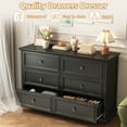 thumbnail image 3 of 6 Drawer Dresser for Bedroom, 50.4" * 15.7" * 35.8" Retro Style Chest of Drawers, Wood Storage Double Dresser with Deep Drawers for Living Room, Hallway Entryway, Black, 3 of 13
