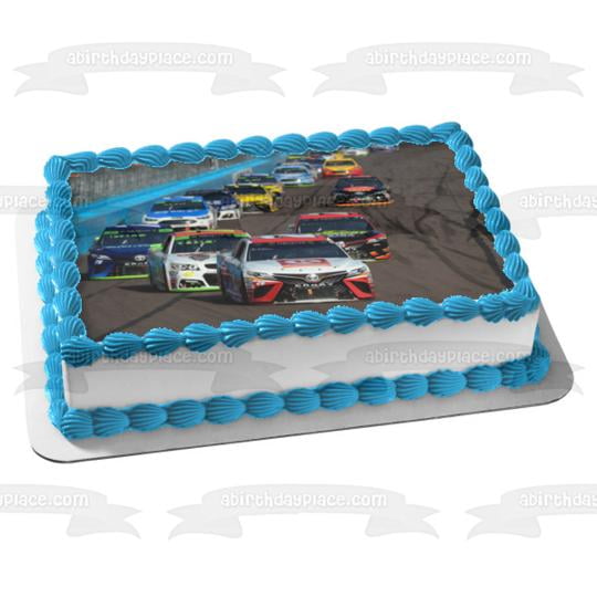 NASCAR Racing Track Cars Edible Cake Topper Image 1/4 sheet ABPID00656
