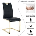 thumbnail image 3 of Sumdeal 47" Modern Round Glass Dining Table Room Sets for 4,Dining Table with 4 PU Leather Dining Chairs,Glass Table and 4 Black C-shaped Chairs with Golden Leg, 3 of 7