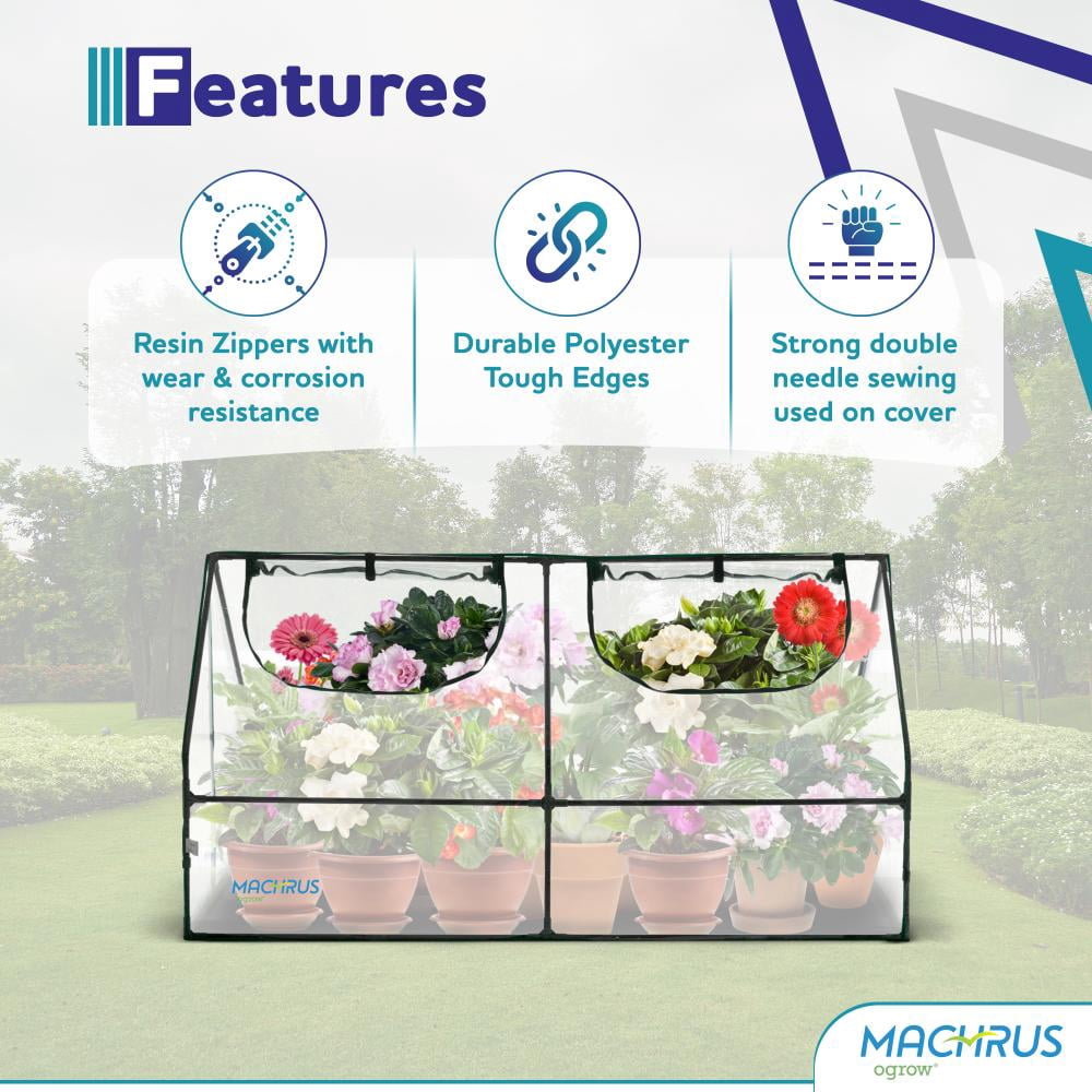 Machrus Ogrow Deluxe Walk-In Greenhouse with 3 Tiers & 6 Shelves, Clear Cover for Indoor and Outdoor Greenhouse Gardening