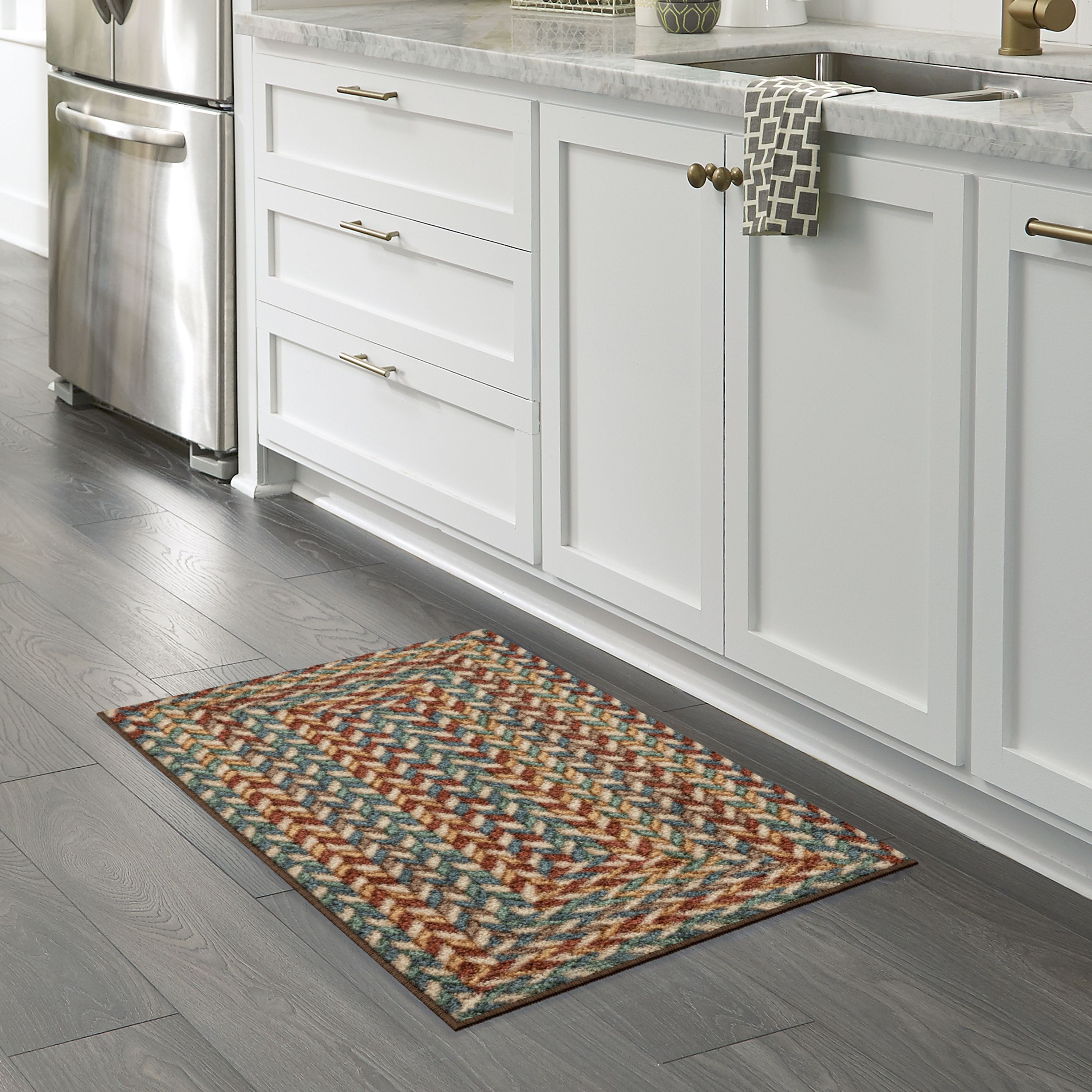 (2 pack) Mainstays Traditional Multicolor Print Braid Indoor Accent Rug, 1'8"x2'10"
