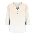 thumbnail image 5 of Htigea Women's Plus Size 3/4 Sleeve T Shirts Notch V-Neck Tunic Tops Casual Loose Fit Pullover Soft Comfy Daily Tees Khaki L, 5 of 5