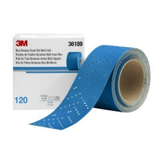 3M 36189 321U Series Multi-Hole Abrasive Sheet Roll, 2-3/4 in W x 13 yd L, 120 Grit Blue