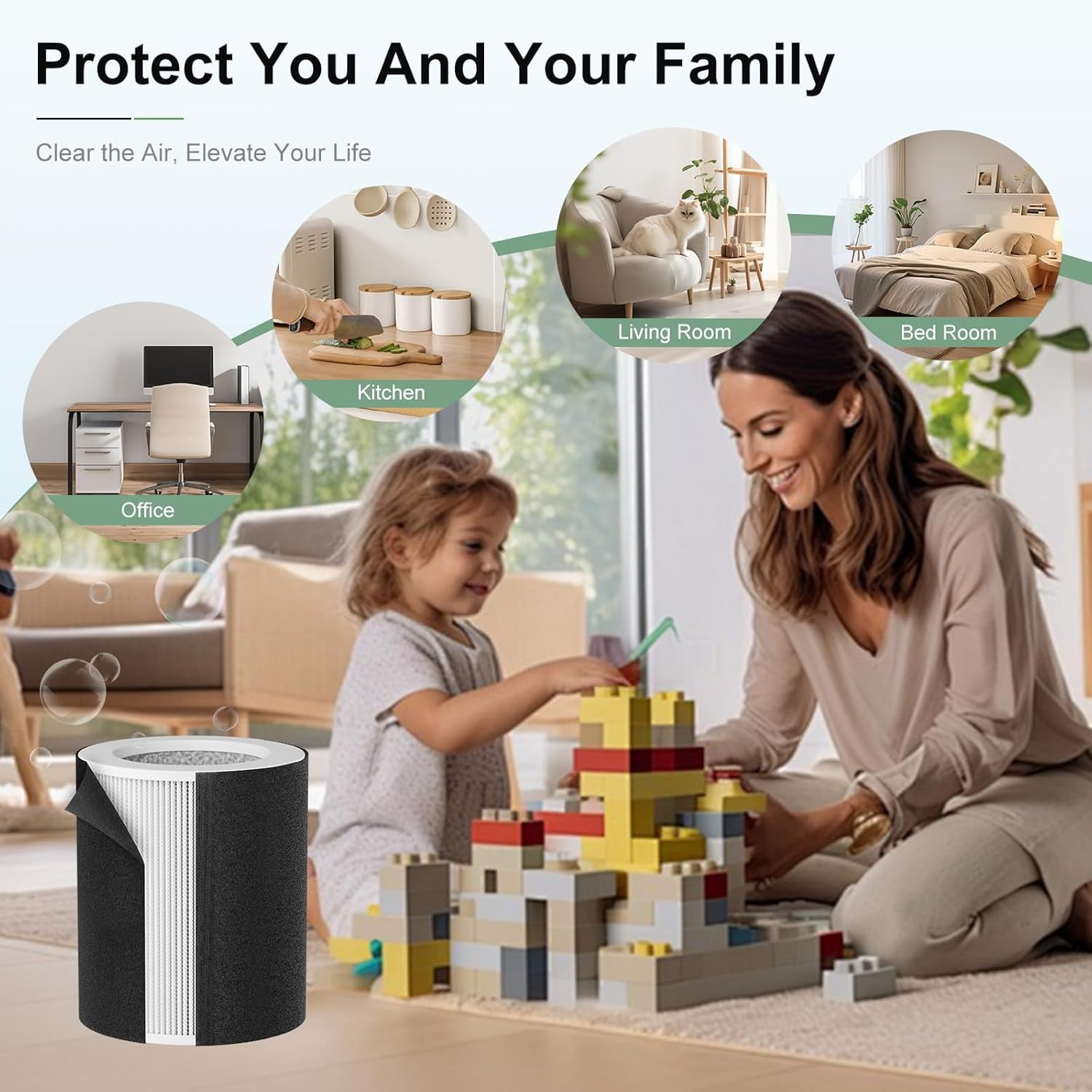H-HF400-VP Replacement Filter Kit Compatible with Hunt-er H-HF400-VP H-PF400 with True HEPA Pre-Filter for HP400 Air Purifier Series,2 True HEPA Filter+8 Pre-Filters
