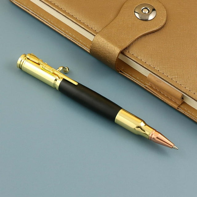 Rbaofujie Stylo-Bille en Bois, Stylo Réducteur de Pression, 1 ml, Encre Jaune