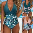 thumbnail image 5 of Joernso Women Sexy Monokini Halter Sleeveless One-piece Swimsuit Patchwork Color Backless Tummy Control High Waisted Bathing Suit, 5 of 8