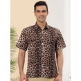 thumbnail image 2 of INSPIRE CHIC Camisa Con Estampado De Leopardo Para Hombre, Manga Corta, Con Botones, Informal, De Verano, Con Estampado De Animales Estampado de leopardo S, 2 of 6