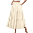 thumbnail image 1 of Maxi Skirt Womens Summer Casual Elegant Smock Layered Tiered High Waisted A Line Flowy Long Skirts with Pockets Khaki L, 1 of 8