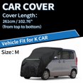 thumbnail image 2 of Cubierta de capó y parabrisas de automóvil Unique Bargains para K CAR Tamaño M 210D algodón sinoquímico 102.76" L con tira reflectante cubierta de protección impermeable al aire libre negra, 2 of 7