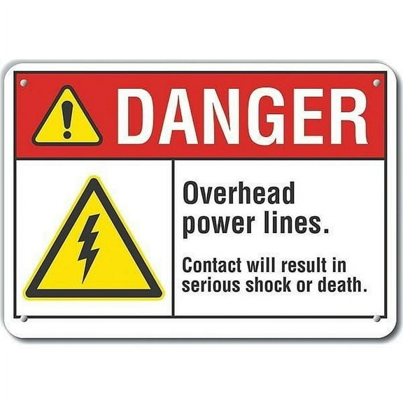 Lyle Rflct Overhd PowerLine DangrSign,10x14in LCU4-0048-RA_14X10