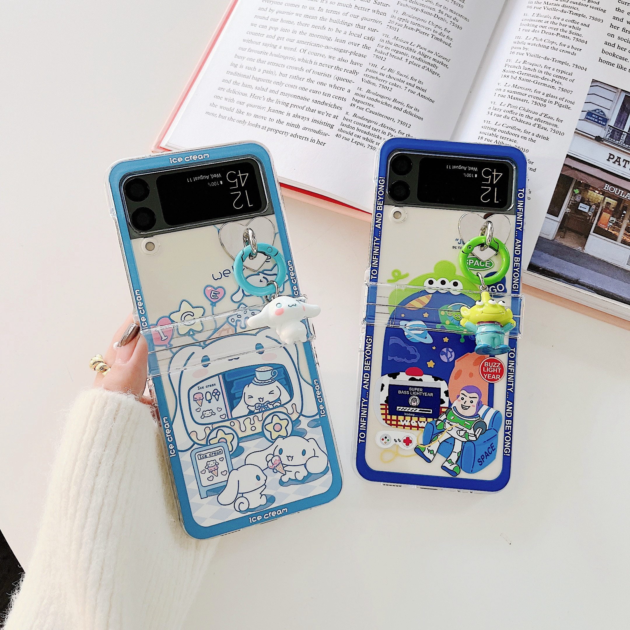 Cute Bracelet Cartoon Pendant Phone Case For Samsung Galaxy Z Flip 5 4 3 Z  Flip3 Flip5 Flip4 5G Hard Cover Lovely Hinge Cases