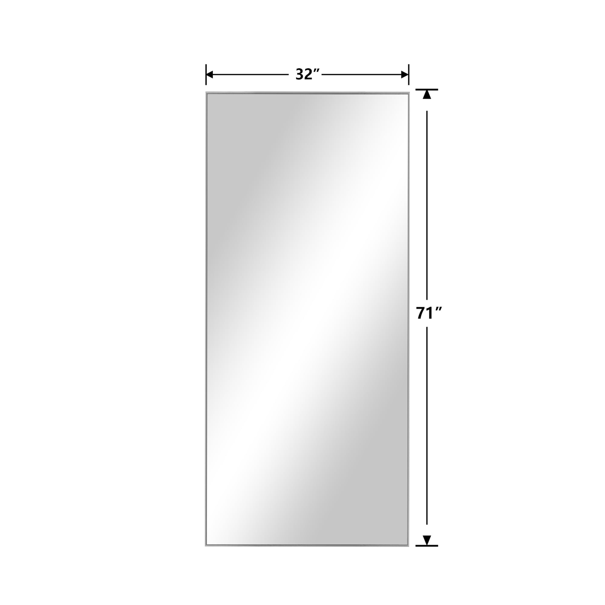 MAYEERTY 71"x32" Aluminum Alloy Thin Edge Right Angle Rectangular Silver Full Length Mirror