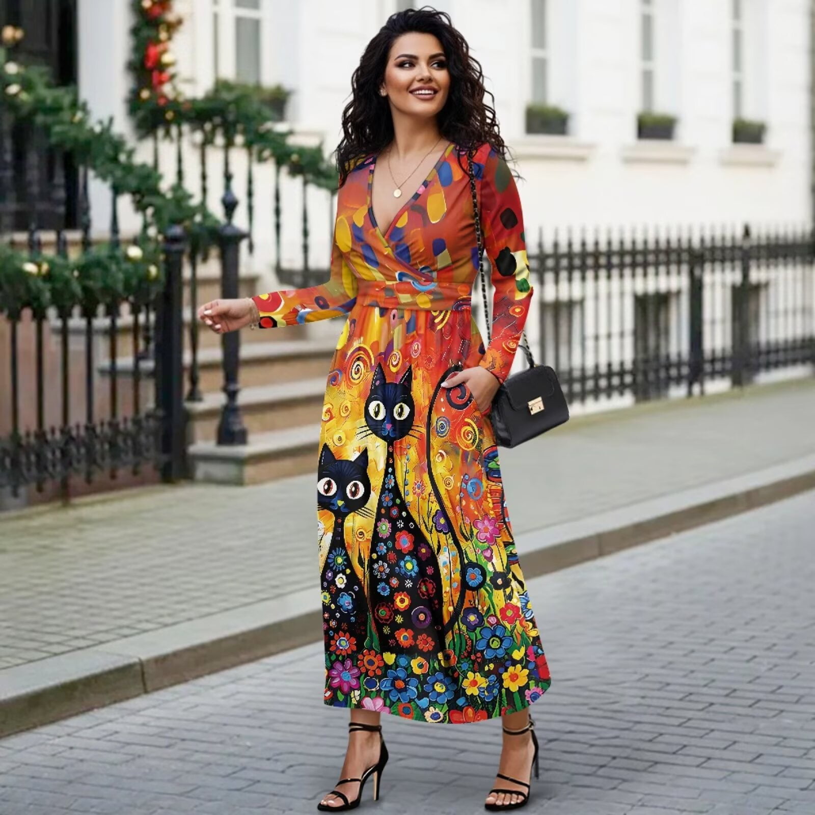 Fkelyi Abstract Floral Black Cat Print Fall Maxi Dress for Women Long Sleeve A-Line Flowy Dresses with Side Pockets V Neck Casual Dress for Spring FKELYI Abstract Floral Black Cat Print Fall Maxi Dress for Women Long  Sleeve A-Line Flowy Dresses with Side Pockets V Neck Casual Dress for  Spring Winter, 2XL - Walmart.com