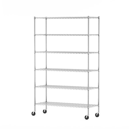 Furinno Wayar 6-Tier Metal Storage Shelf Rack, 48 x 18 x 78, Stainless Steel
