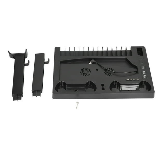 Ventilador de enfriamiento de pie Vertical para PS5, estación de carga doble para mandos profesional con soporte para auriculares, bandeja de almacenamiento