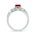 thumbnail image 2 of ANGARA Nature Inspired Cushion Lab Grown Ruby Twisted Vine Engagement Ring for Women in 14K White Gold (Size-6mm) | July Birthstone, Anniversary, Jewelry Gift for Women | Lab-Grown Ruby Ring, 2 of 7
