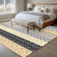 thumbnail image 5 of 5x7 Washable Area Rug, Geometric Bohemia Non-Slip Large Rectangle Rug for Living Room Bedroom, Stripes Brown Yellow and Black Indoor Floor Mat for Home Decor, 5 of 9