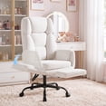 thumbnail image 2 of Homall Office Chair, Teddy Plush Ergonomic Criss Cross Desk Chair with Adjustable Armrests, Swivel Vanity Chair Comfy Computer Chairs, White, 2 of 8