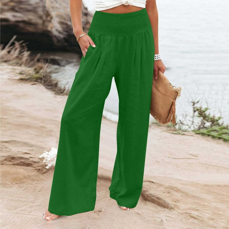Wide Leg Pants for Women, Women'S Elastic High Waist Solid Color Casual  Loose Long Pants with Pockets Todays Daily Deals Of The Day Prime Today  Only Deals Under 20 Dollars #4 