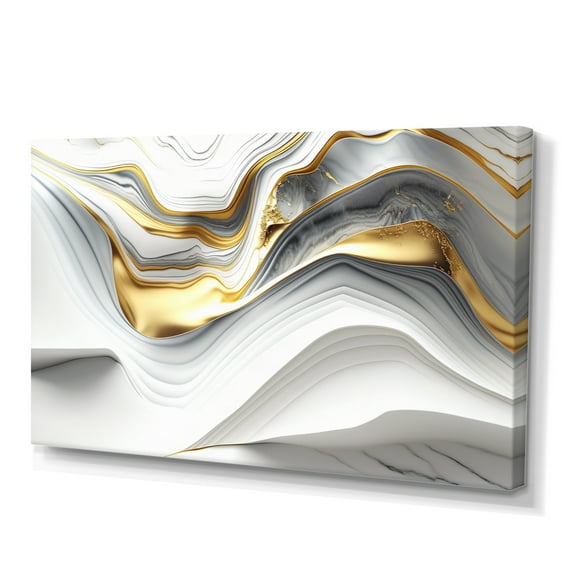 Designart Abstract Geode Waves Grey V Canvas Wall Art