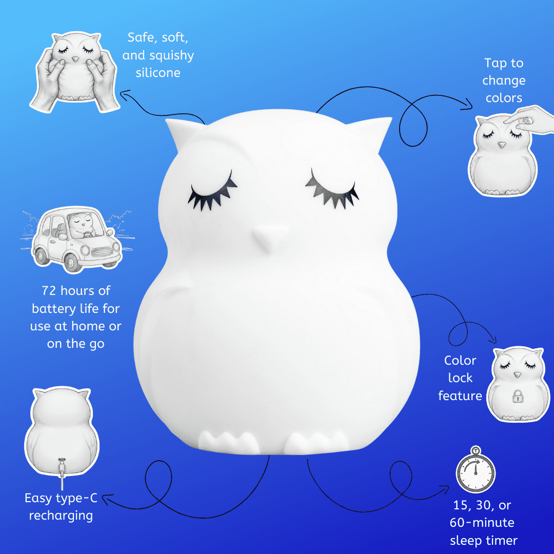 LED Nursery Night Lights for Kids: LumiPets Cute Animal Silicone Baby Night Light with Touch Sensor and Remote - Portable and Rechargeable Infant or Toddler Cool Color Changing Bright Nightlight Lamp
