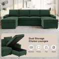 thumbnail image 5 of Harper & Bright Designs Sectional Sofa with Pull Out Bed, Convertible Sofa Sleeper with Storage Ottoman, Corduroy U-shaped Sectional Sofa with USB and Cup Holders , Green, 5 of 18