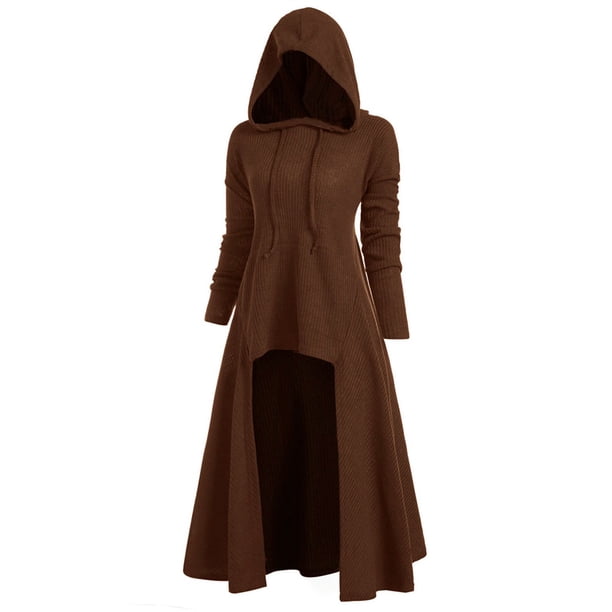 Túnica de bruja con capucha para mujer, capa de caballero gótico, vestido de noche de vacaciones de Halloween, vestido de fiesta elegante, Bola de Mascarada