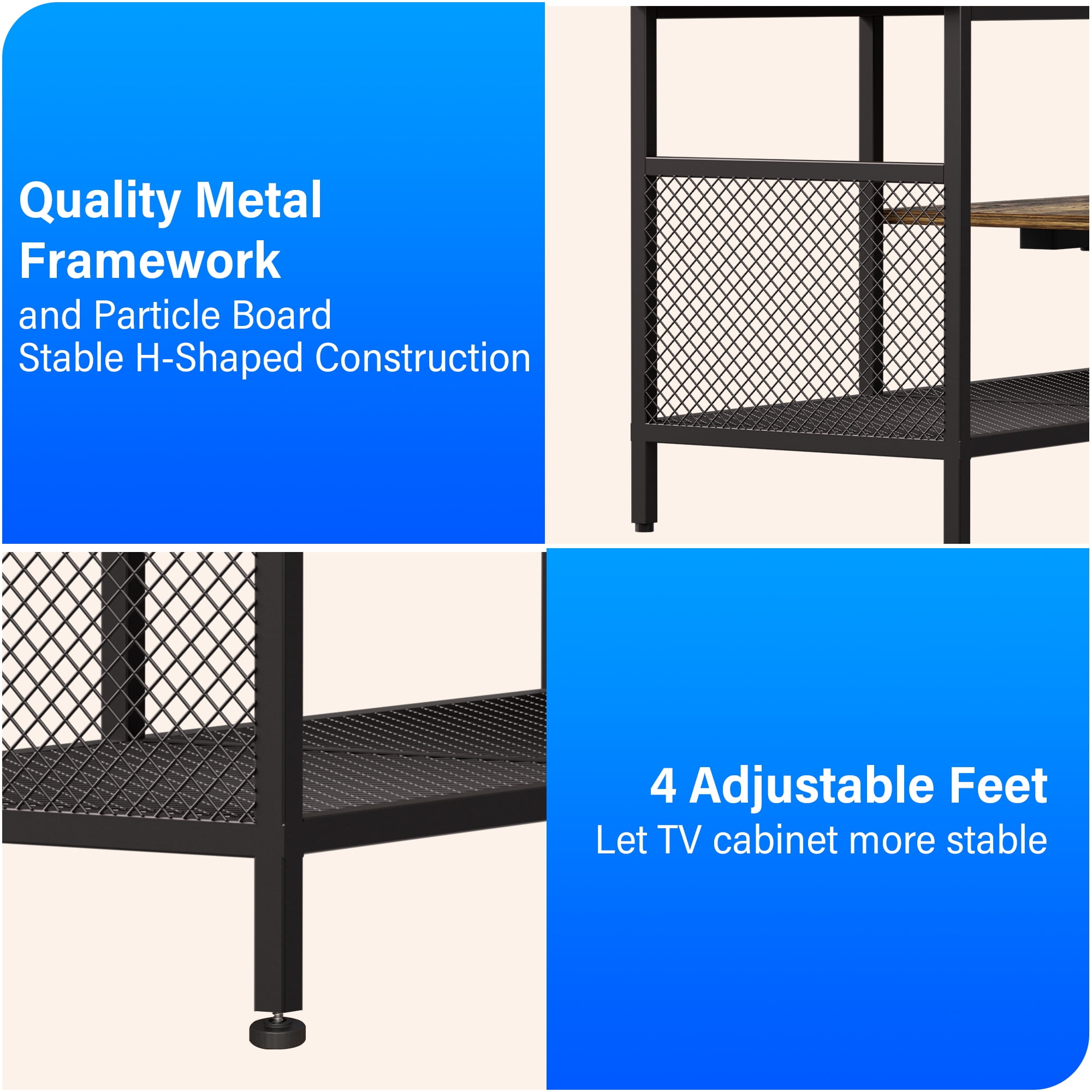 Dalattin 55 inch TV Stand for Living Room, Entertainment Center Console for 60 65" TV, Brown