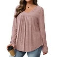 thumbnail image 2 of BLVB Plus Size Fall Tops for Women V Neck Long Sleeve Shirts Casual Lightweight Tunic Sweaters Trendy Fashion Tops, 2 of 7