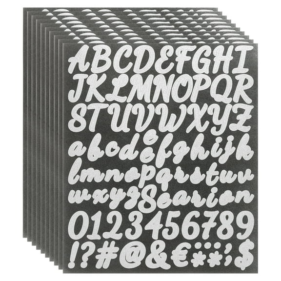 760Pack 10Sheets Glitter Letter Stickers Self-Adhesive Alphabet Sticker Silver
