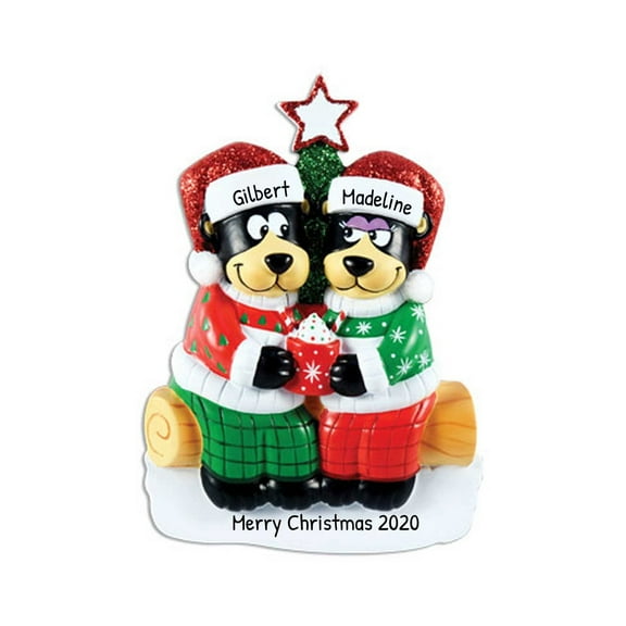 Personalized Black Bear Couple Christmas Ornament 2024 - Unique Engagement Gifts for Couples