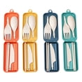 thumbnail image 1 of Juego de 4 cubiertos de paja de trigo, palillos plegables reutilizables ligeros, cuchara, cuchillo, tenedor, vajilla con estuche de almacenamiento, 1 of 6