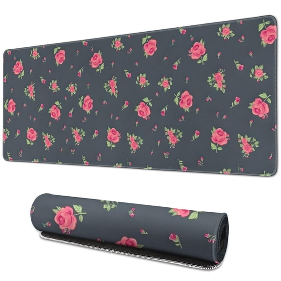 Long Mouse Pads for Desk,Pioneer Flower Floral Print Pattern Desk Mats on Top Of Desks, Desk Mouse Pad Extra Large with 3mm Non-Slip Base and Stitched Edge for Gaming,Office,Work,Home 31.5"x11.8"