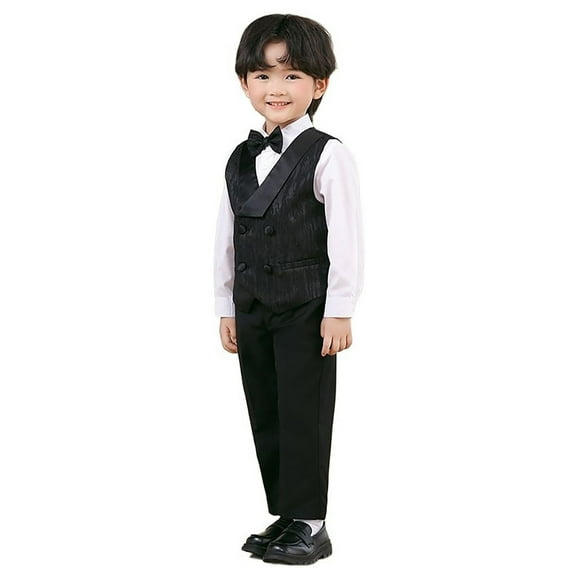 Kids Boy Gentleman Wedding Outfits Dress Shirt Vest Kids Boy Birthday Outfit Clothes for 1 Year Old Boy 5-6 Years