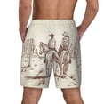 thumbnail image 4 of Uemuo Cowboys Riding Horses Pattern Mens Swim Trunks Quick Dry Board Shorts with Mesh Lining, Stretch Beach Shorts Quick Dry No-Chafing Board Shorts-Large, 4 of 9