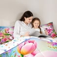 thumbnail image 3 of Erosebridal Pink Kawaii Axolotl 7-Piece Bedding Comforter Set,Colorful Cute Flower King Bedding Sets For Girl Kids,Reversible, 3 of 7