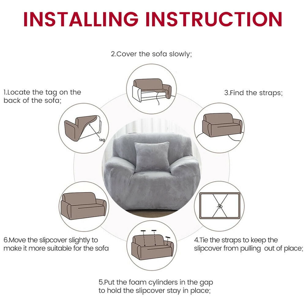 TOPCHANCES Thick Plush Sofa Covers, Stretch Couch Chair Slipcover, Non Slip Furniture Protector (Loveseat Cover, Sliver Gray)