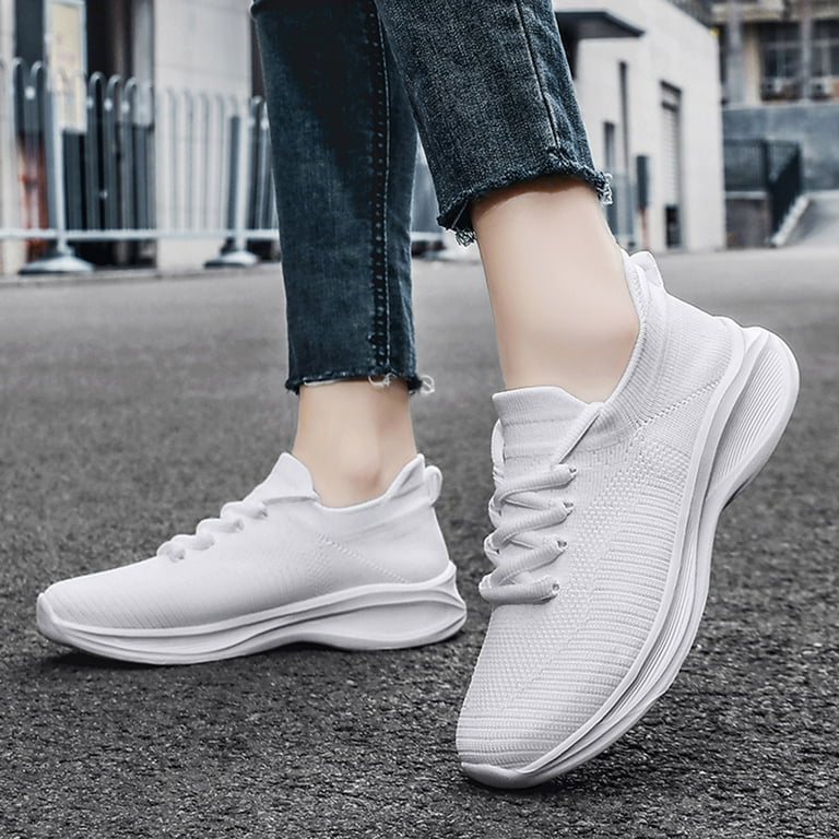 KaLI store Sneakers Women Walking Shoes for Women Arch Support Comfort Lightweight Slip on Sneakers with Memory Foam White 8.5