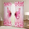 thumbnail image 2 of Manfei Cheetah Pattern Black Out Curtains,Leopard Print Kawaii Butterfly Curtains Pack of 2 (42x63 Each),Pink White Bedroom Curtains For Girls Kids,Luxury Bedroom Decor, 2 of 6
