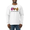 thumbnail image 1 of Peace Love Baseball Sports Mens Long Sleeve Shirt, White, X-Large, 1 of 5