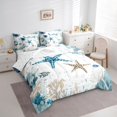 thumbnail image 2 of Manfei Kawaii Starfish 7-Piece Twin Bedding,Calm Sea Plant Bedding Comforter Set,White Blue,Reversible, 2 of 8