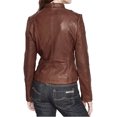 thumbnail image 2 of Women's Genuine Tan Lambskin Leather Jacket Motorcycle Slim fit Biker Jacket W672, 2 of 3