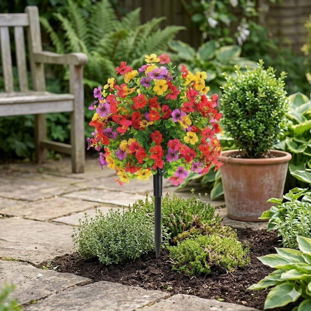 Artificial Violet Flowers Bunches UV Resistant PE Material for Outdoor Indoor Garden Home Decoration