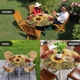 thumbnail image 4 of Spring Sunflower Round Tablecloth for 45-54 Inch Tables,Fitted Table Cover with Elastic Edge,Summer Oil Painting Floral Leaf Plant Waterproof Outdoor Table Cloth Protector for Patio Garden Dinner, 4 of 9
