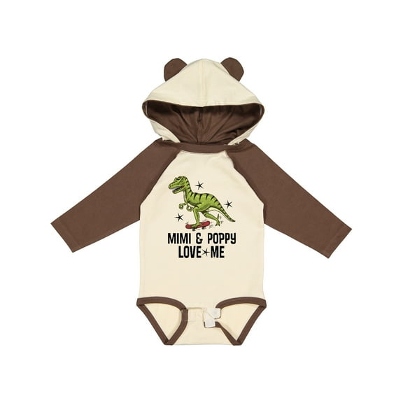 Inktastic Mimi and Poppy Love Me Grandson Boys Long Sleeve Baby Bodysuit