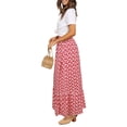 thumbnail image 2 of Seyurigaoka Women Summer Bohemian Maxi Skirt Ruffled Hem Geometric Print Elastic High Waist A-Line Skirt for Women Beaches Club Streetwear, 2 of 9