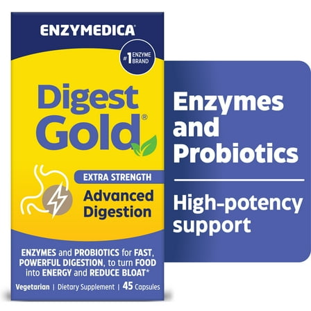 Enzymedica Digest Gold Enzymes and Probiotics Advanced Digestion, Extra Strength, 45 Count